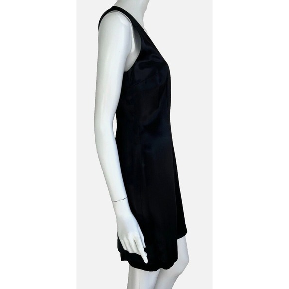 90s Marciano Guess Dress Size 6 Black Satin Made USA Sheath VNeck Sleeveless EUC - Picture 6 of 9